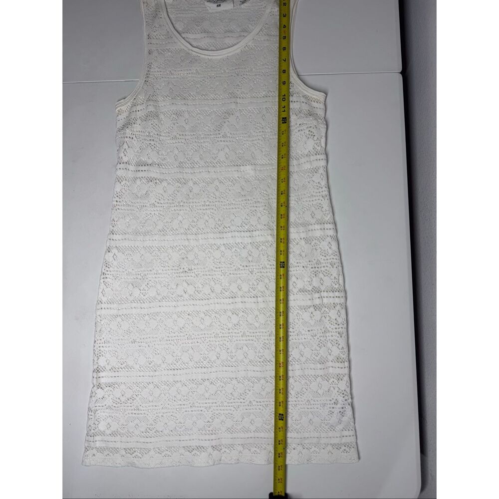 H&M L.O.G.G. White Lace Sleeveless Shift Dress Women’s Size 12 Cotton Blend - Picture 10 of 13